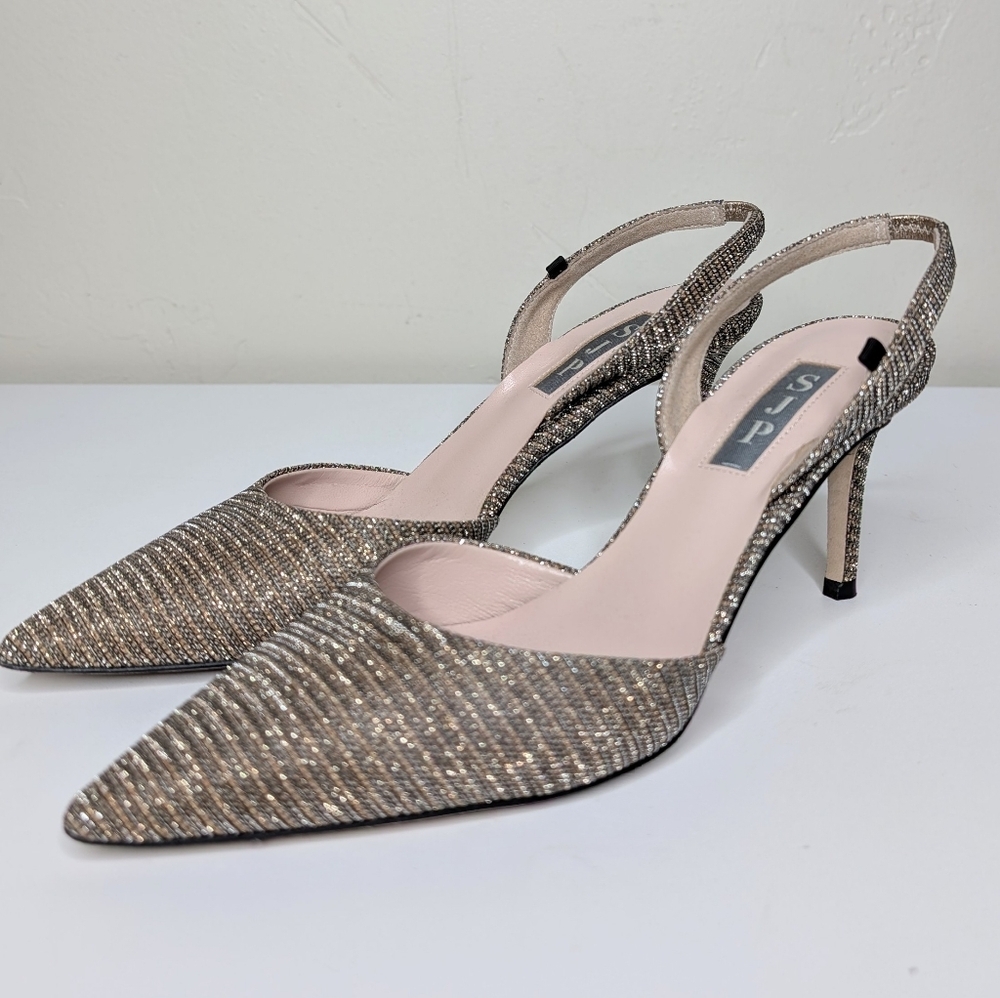 SJP by Sarah Jessica Parker Gold Glitter Slingback Heels